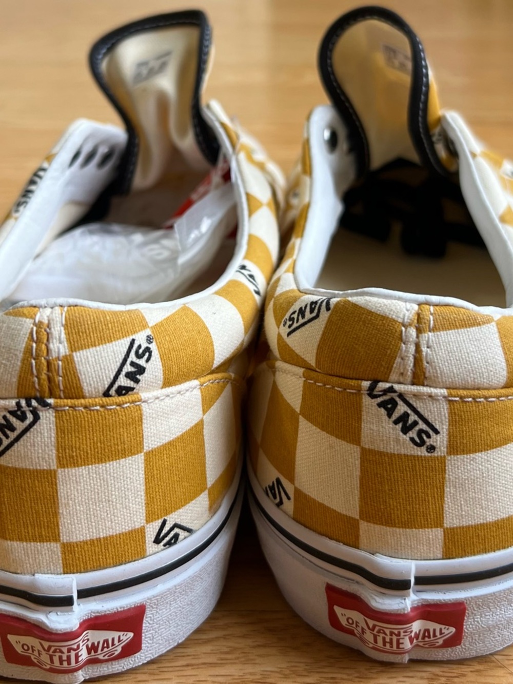 Vans Checkerboard Slip-On Sneakers in Mustard Yellow and White
